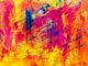 yellow and red abstract painting